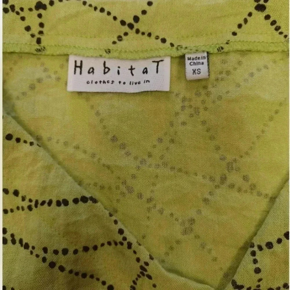 Habitat  3/4 Sleeve Lime Green Black Tunic Top Size XS - Picture 8 of 9